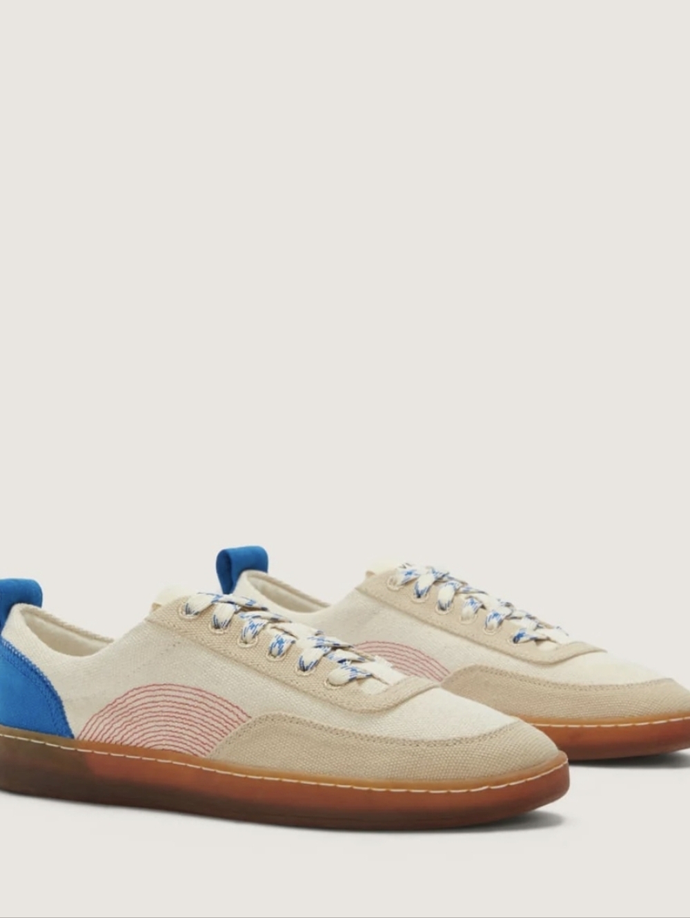 NEW Everlane The Tread-Bare Low-Top Canvas Sneaker Cream with Blue 7 - Picture 3 of 12